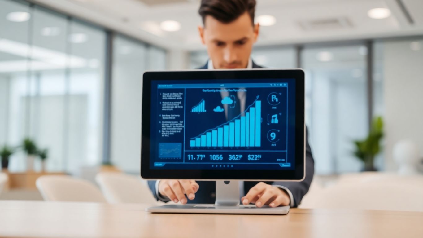 Person using a business software interface on a computer.