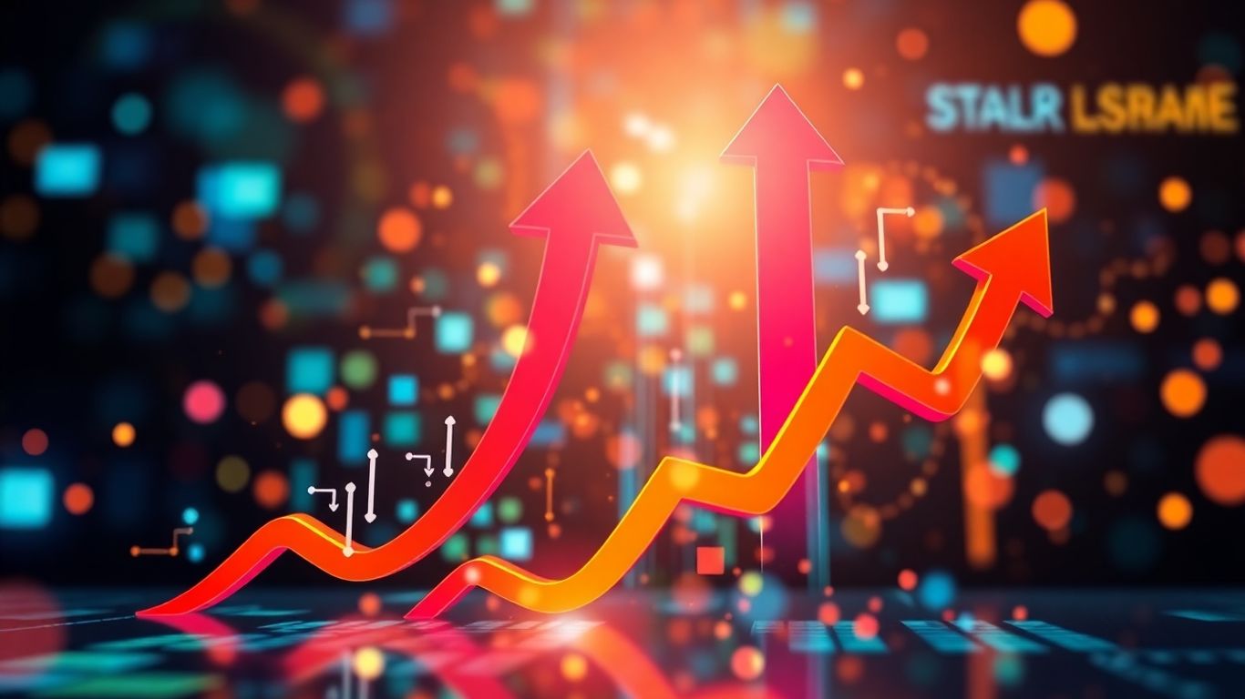 Online marketing growth and sales success visualization.