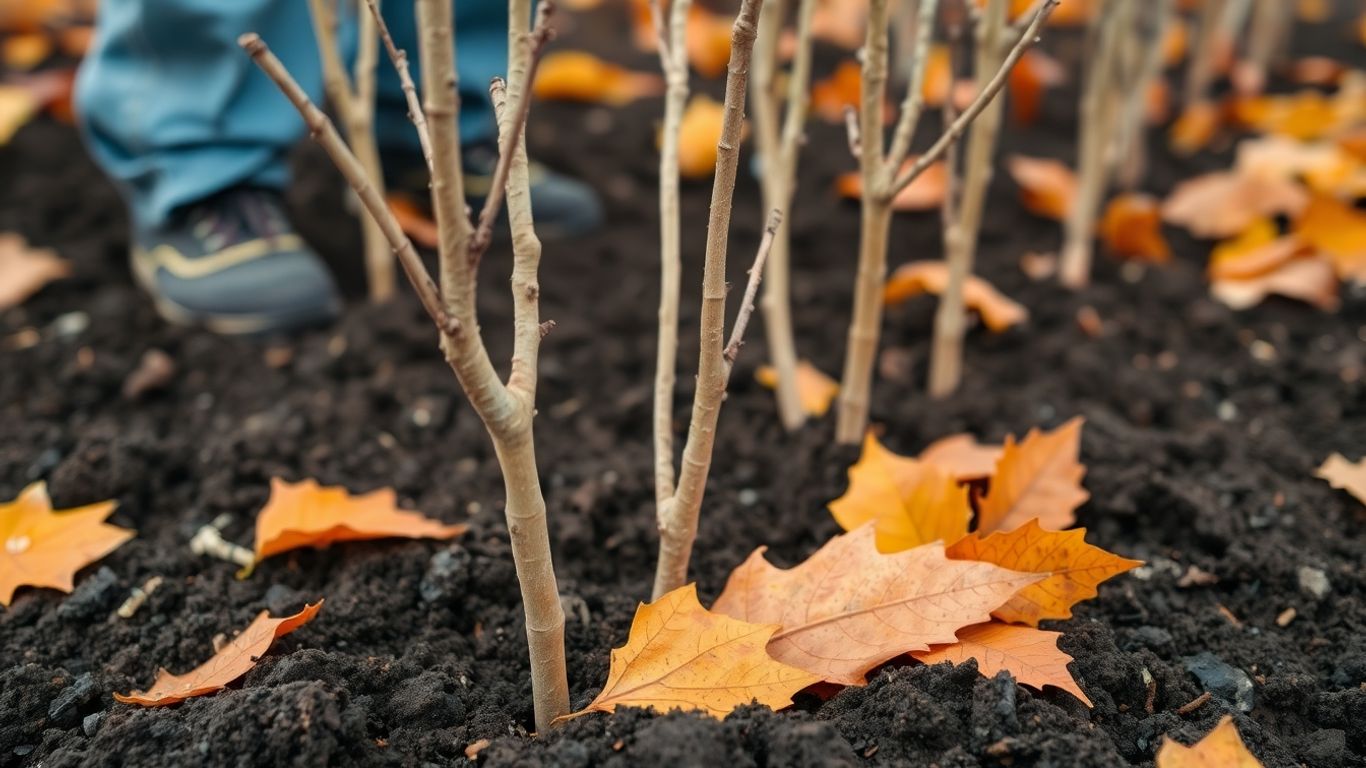 Obstbäume im Oktober pflanzen, junge Bäume in Erde