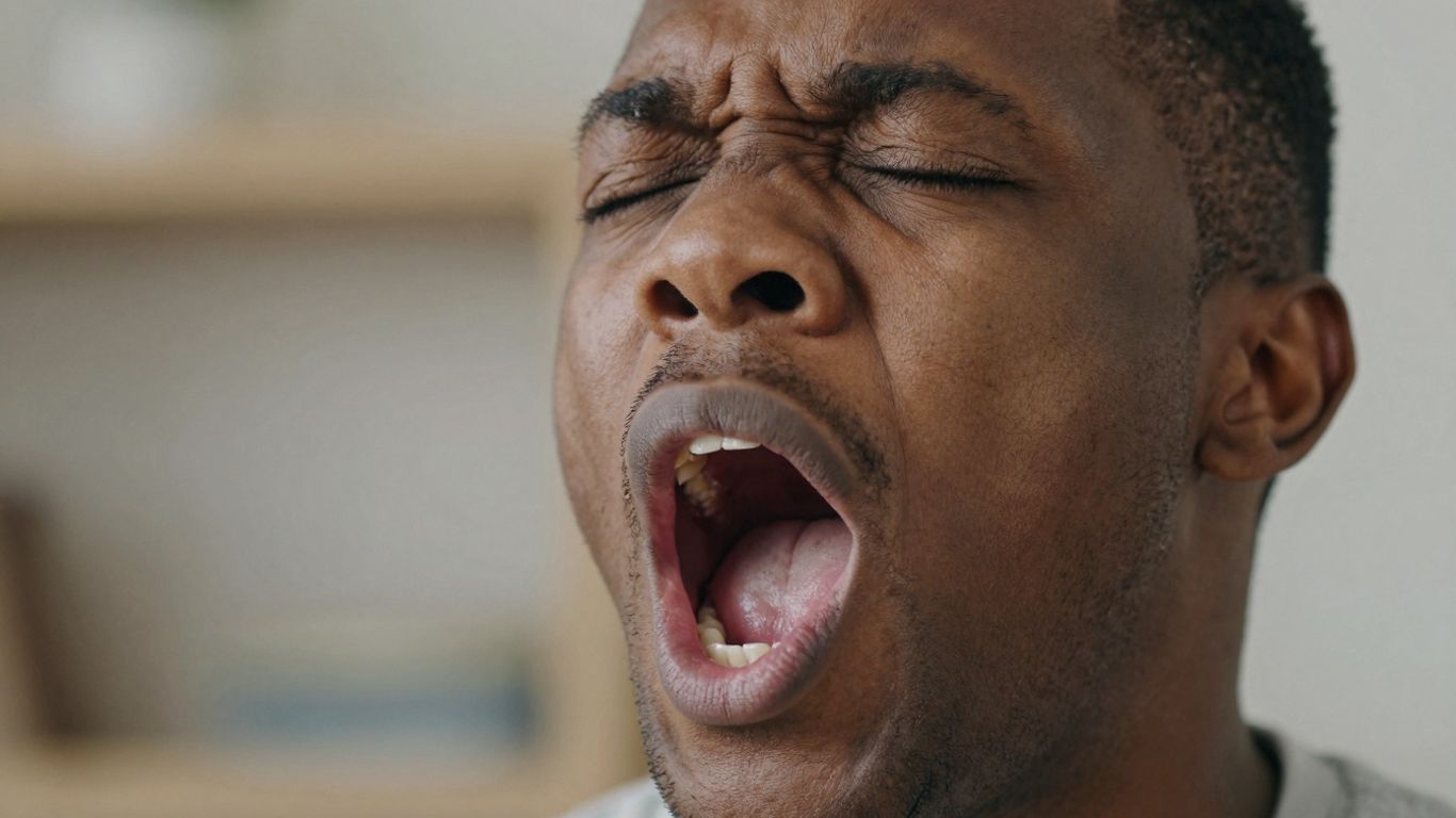 Person experiencing yawning pain.