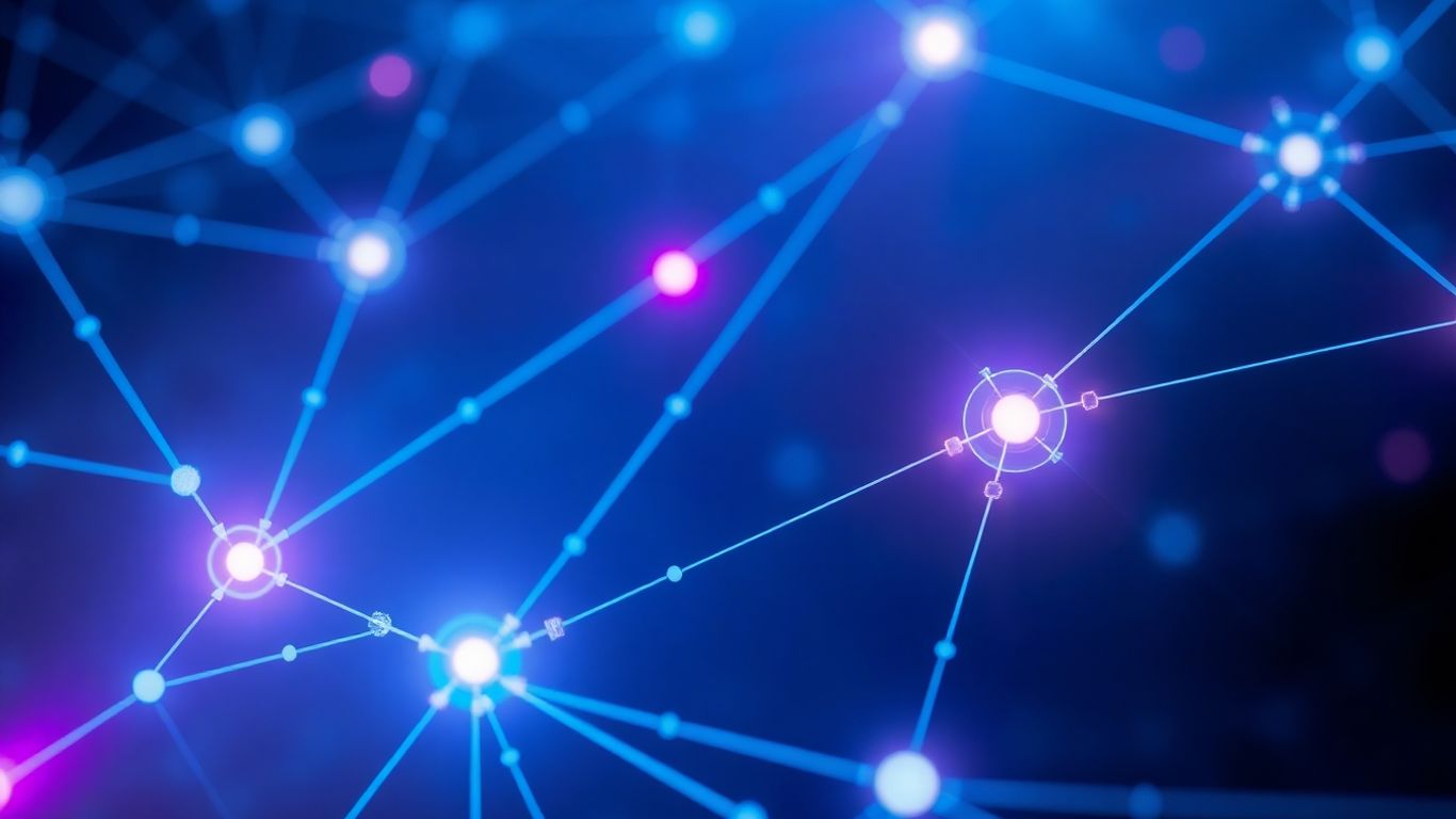 Abstract digital network with glowing nodes