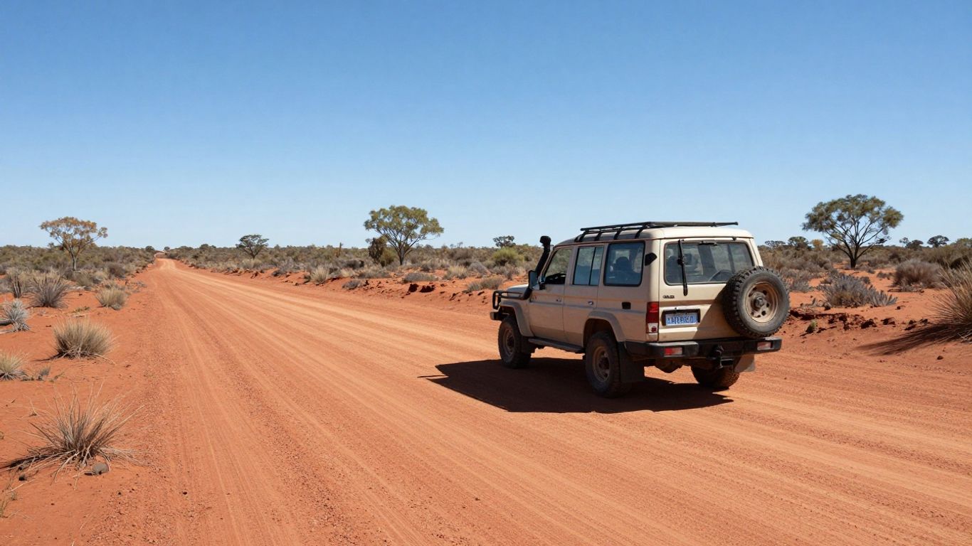 4x4 driving on dusty Outback road, Australia