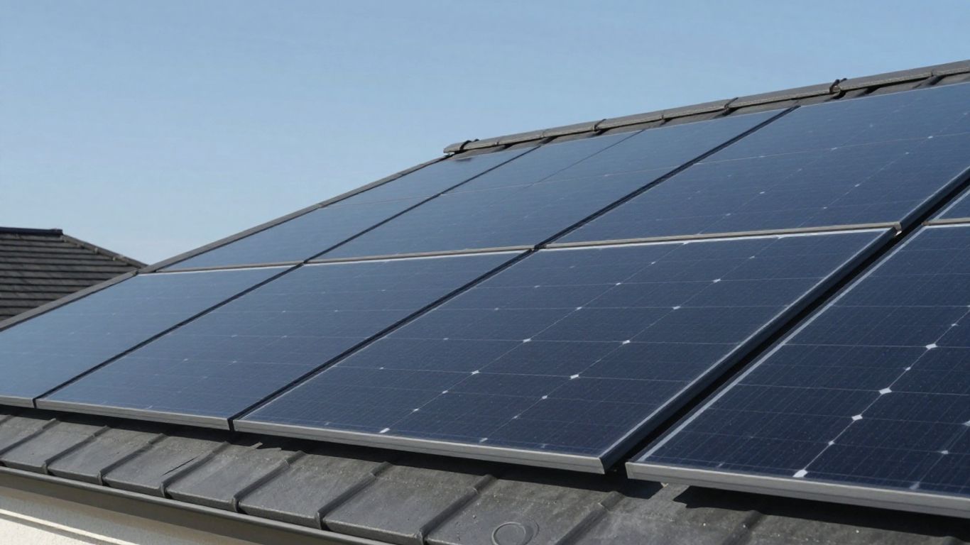 Tuiles solaires Tesla sur un toit résidentiel.