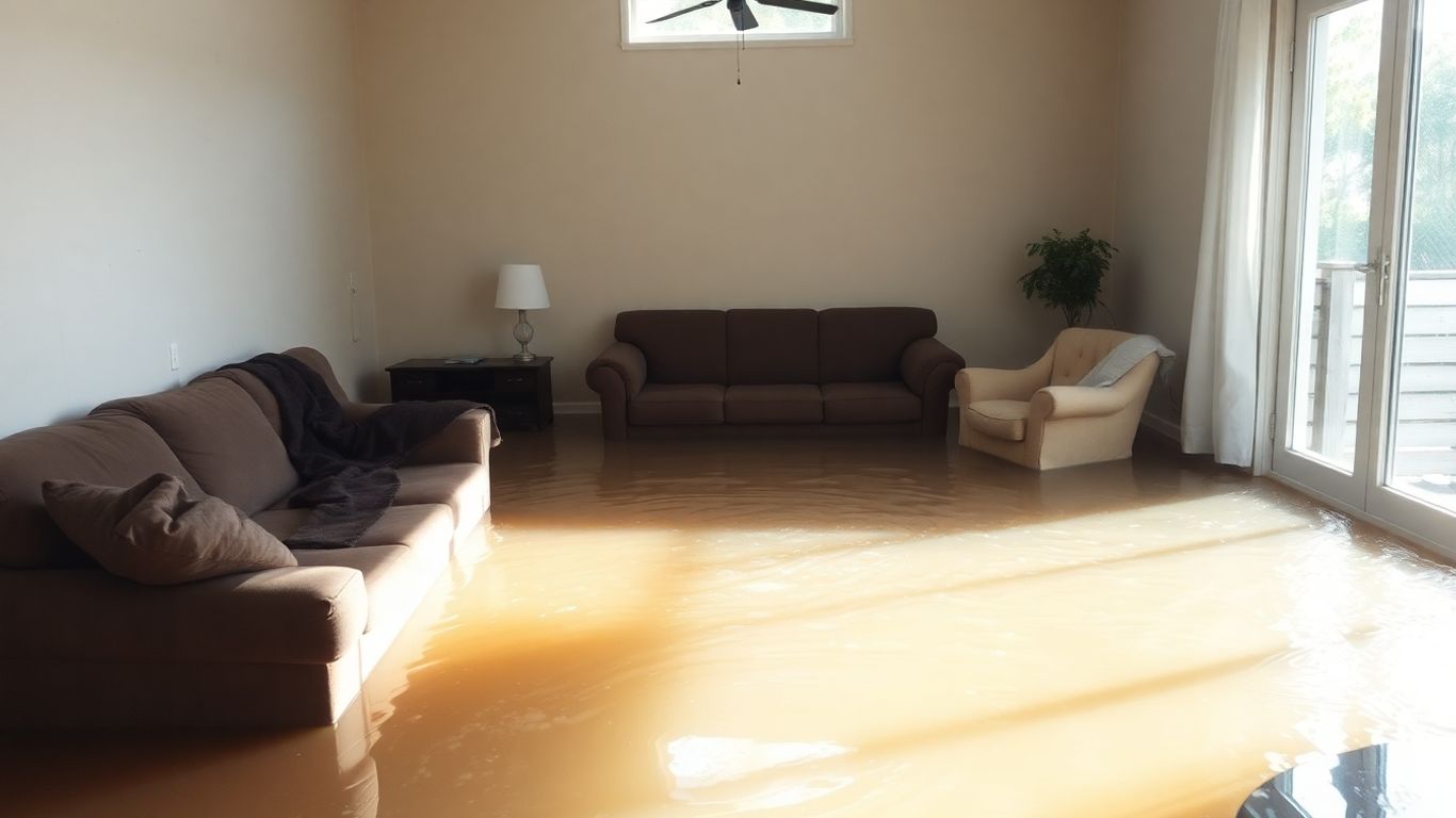 Casa inundada por daños de agua.