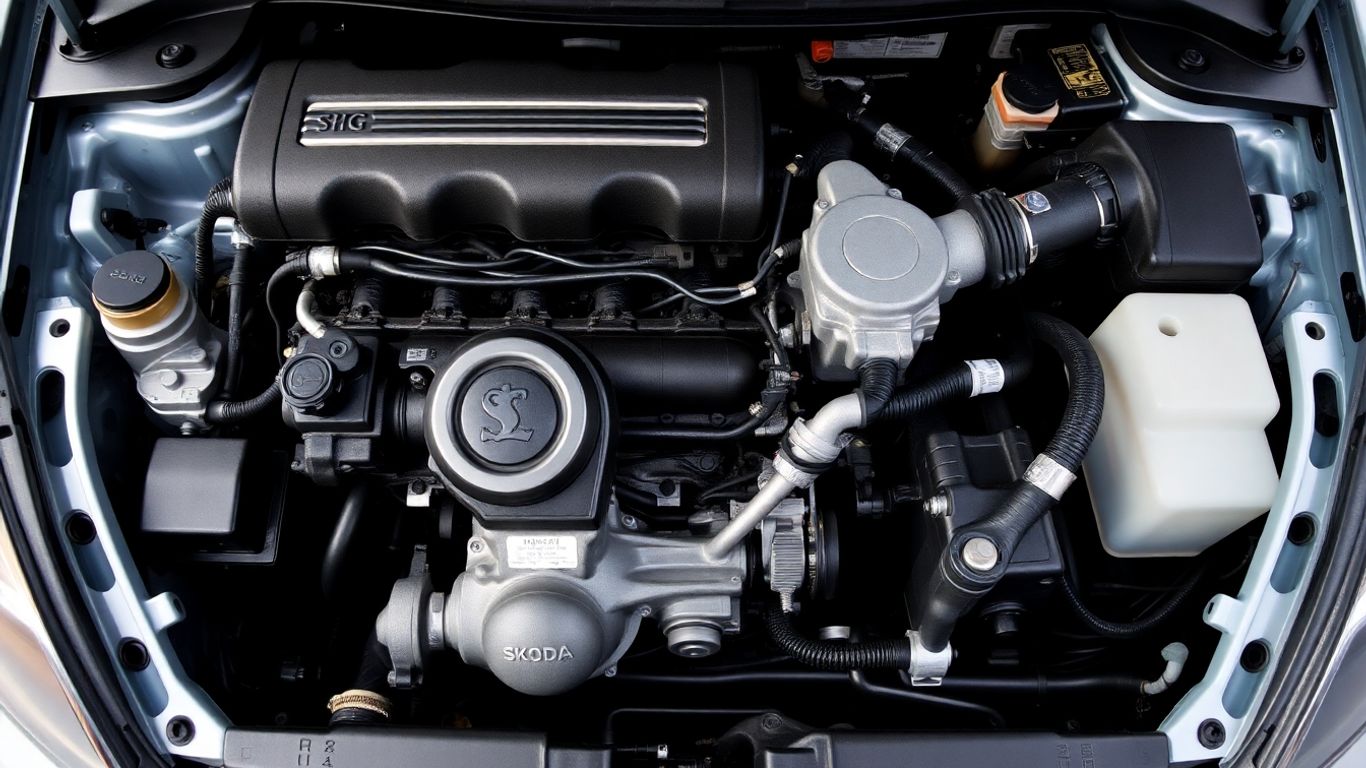 Skoda Fabia engine and gearbox detail