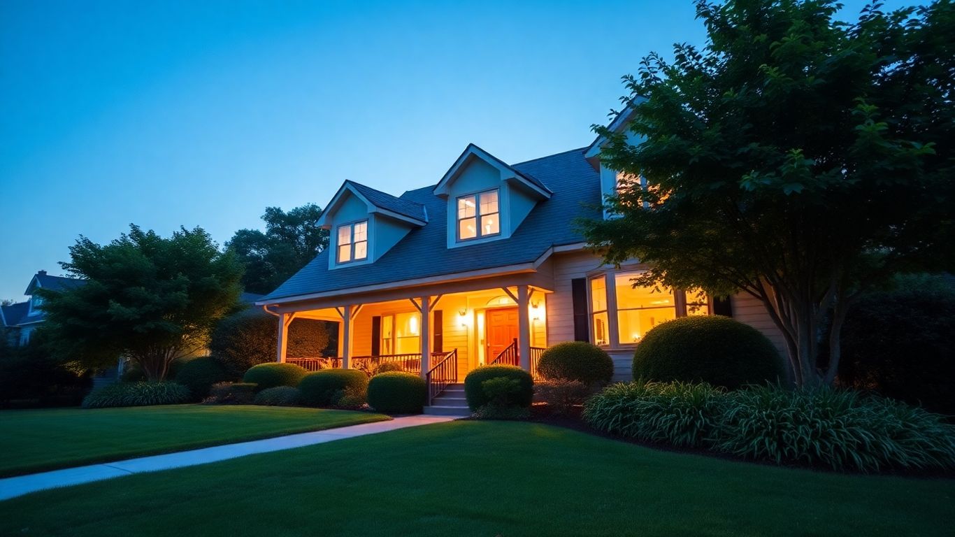 Casa con seguro y cielo azul