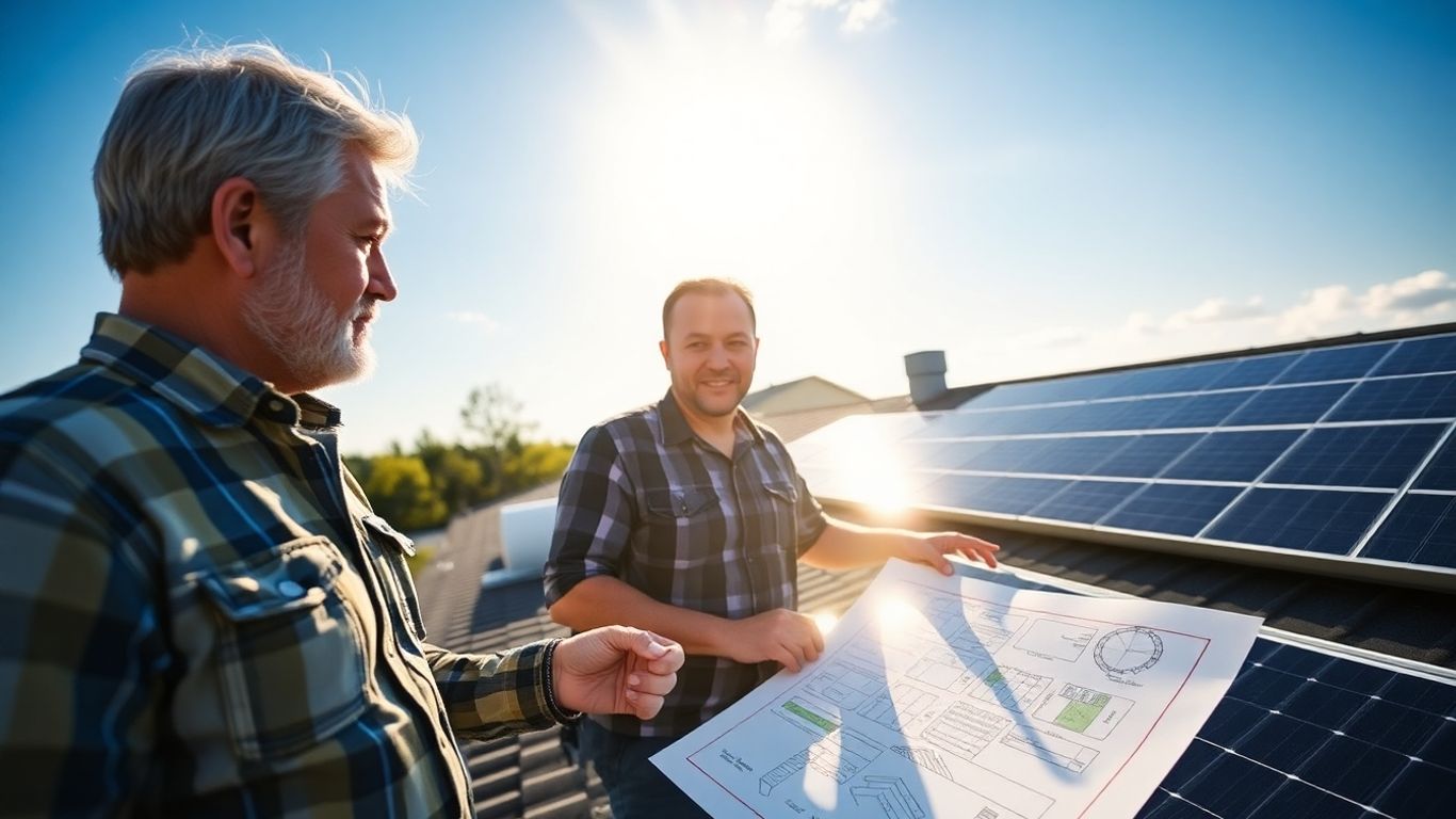 Homeowner and installer discuss solar panel financing options.