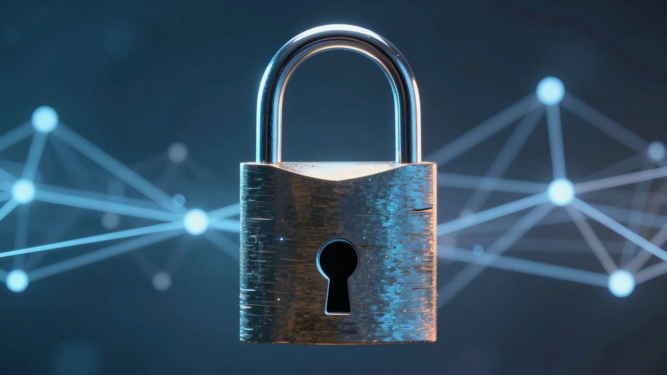 Digital padlock protecting online identity and advanced account security.
