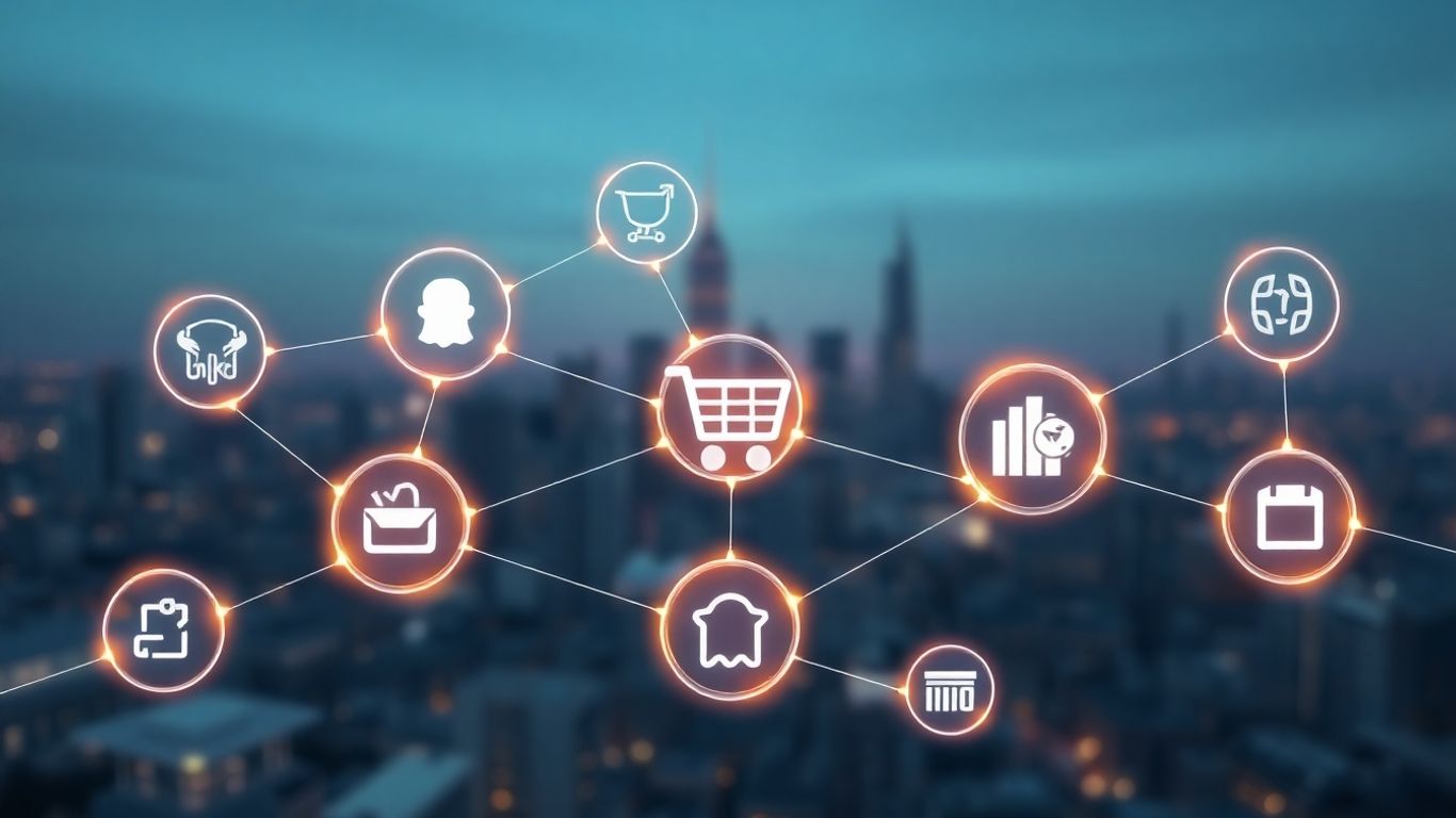 Digital e-commerce integration and growth concept.