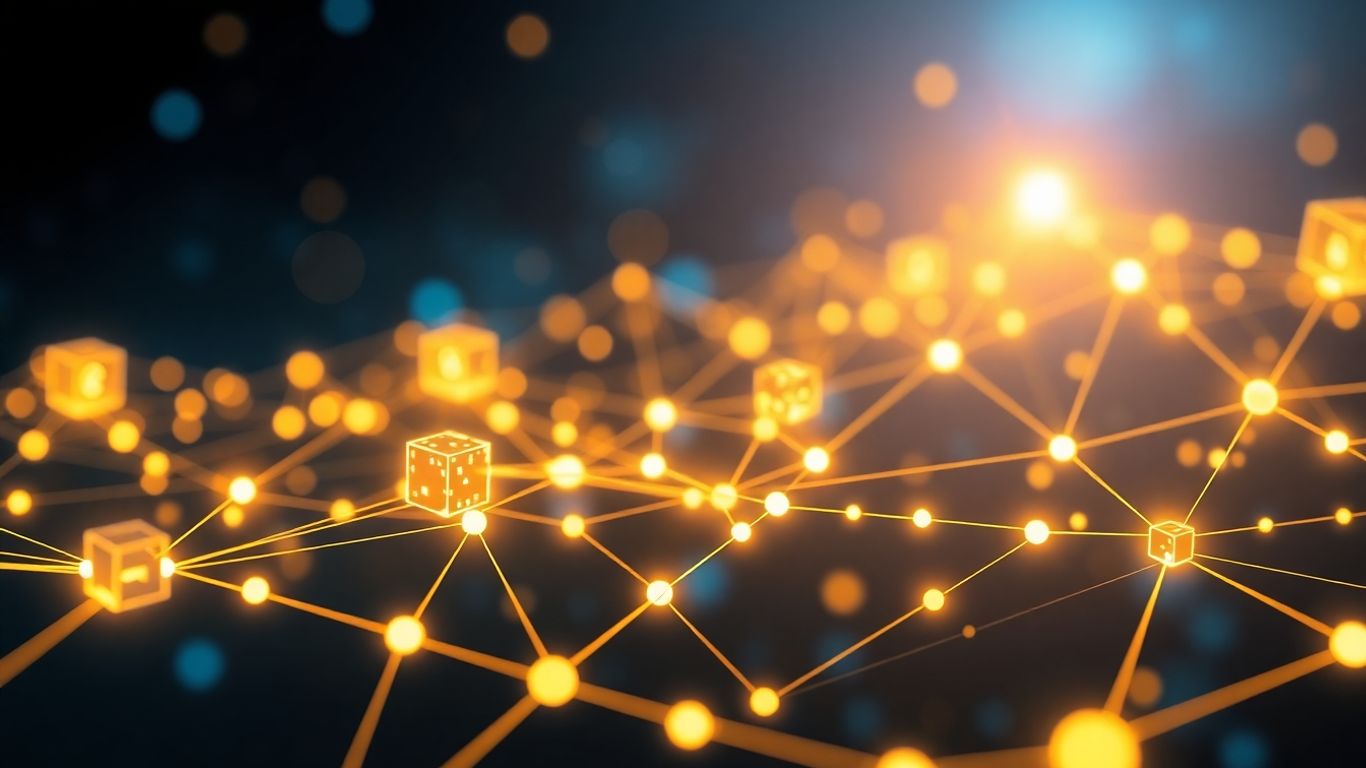 Blockchain network revolutionizing financial services.