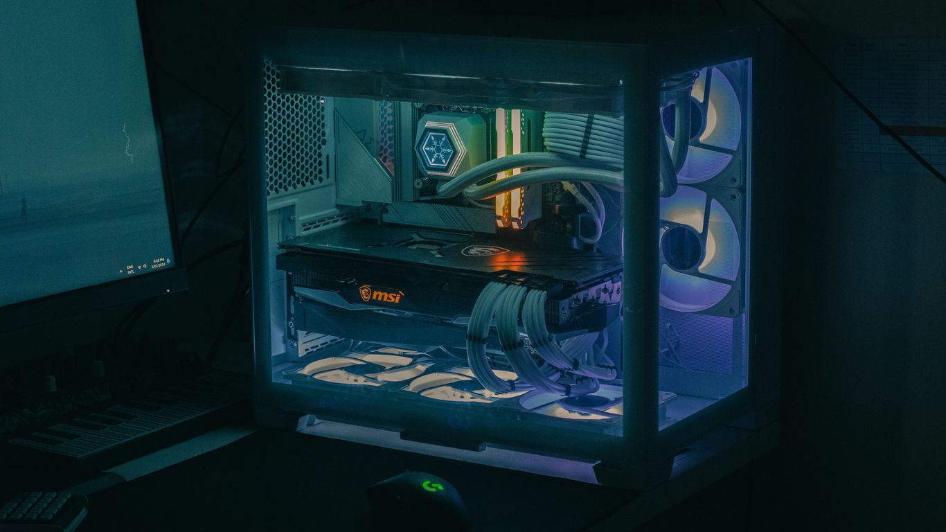 A desktop computer sitting on top of a desk