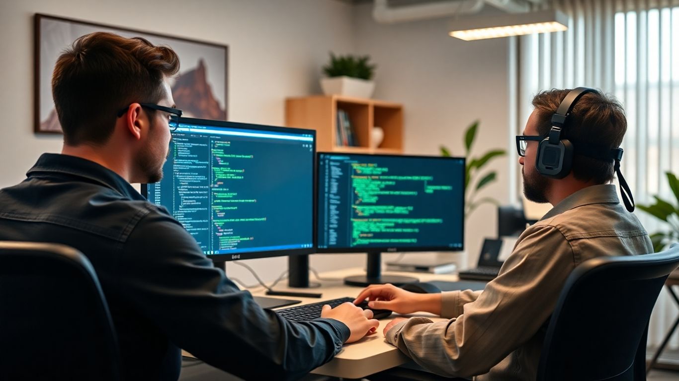 Desarrollador trabajando en entorno SAP ABAP moderno y realista.