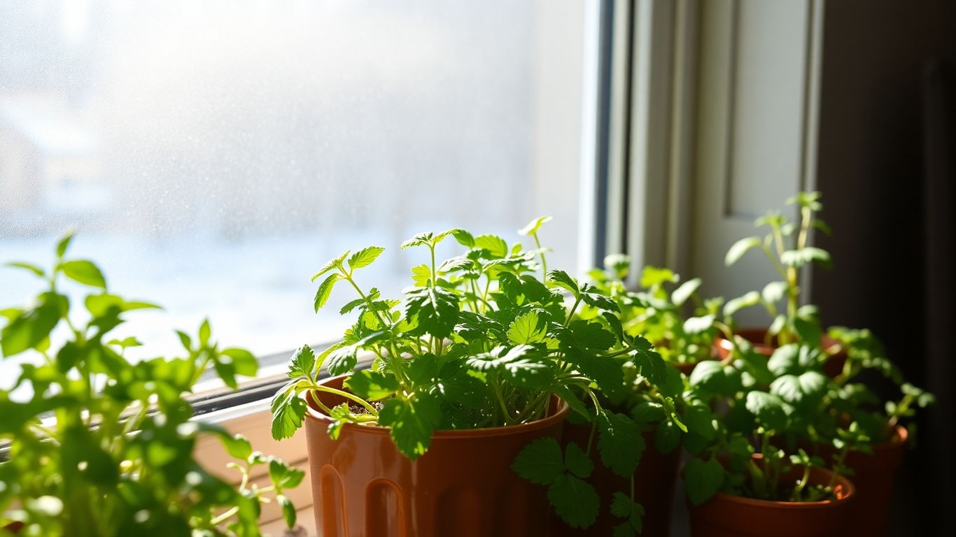 Wintergemüse auf einem sonnigen Fensterbrett