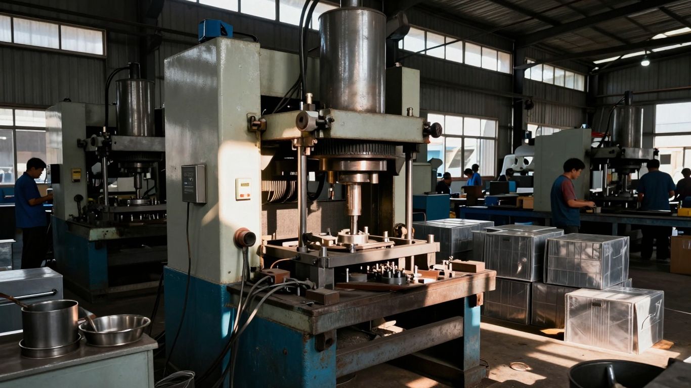 Presse hydraulique dans une usine en Asie du Sud-Est.