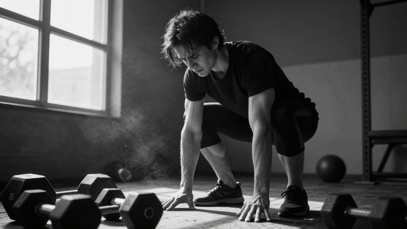 Pessoa frustrada com exercício físico irregular.