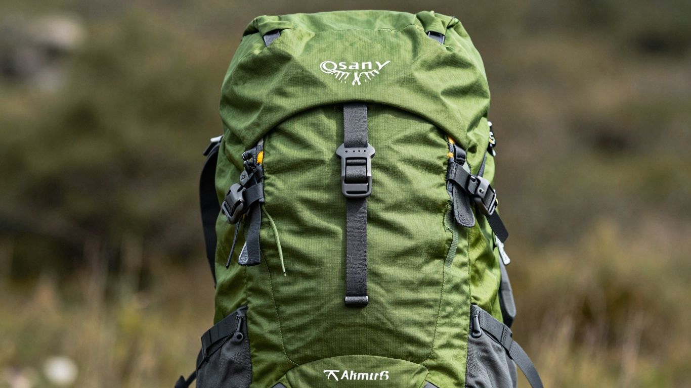 Osprey Atmos 50 backpack, green hiking backpack