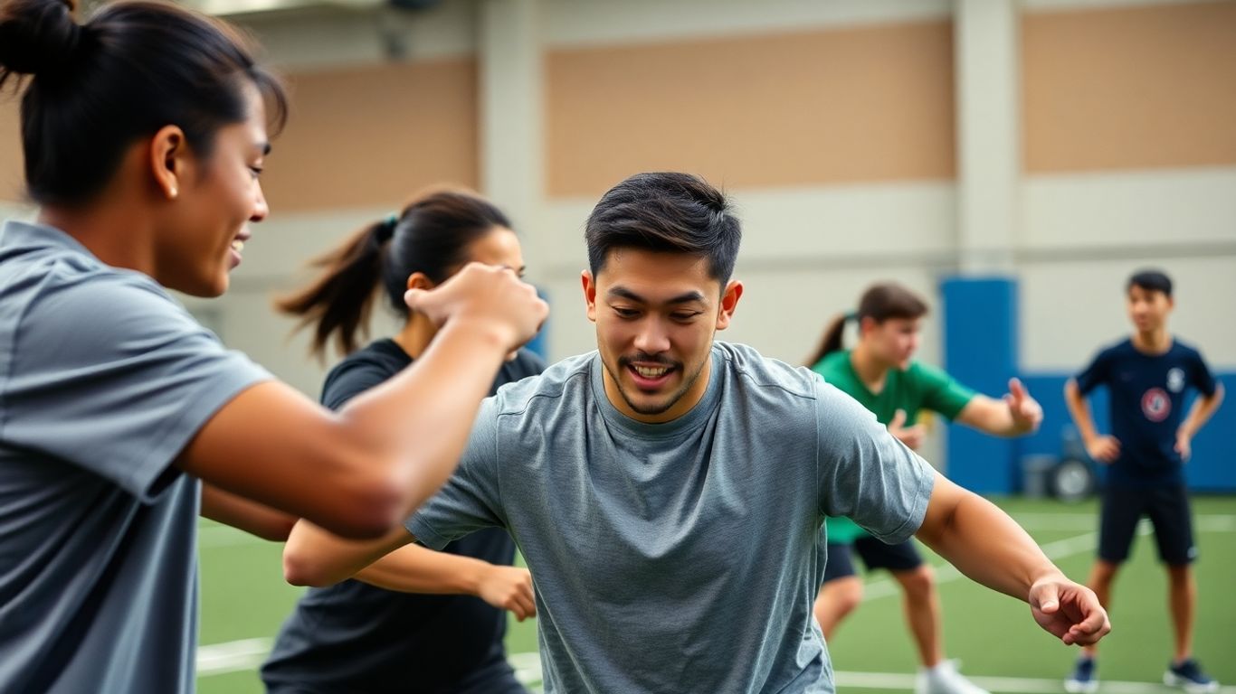 Schüler beim sportlichen Training, Bewegung und Anstrengung