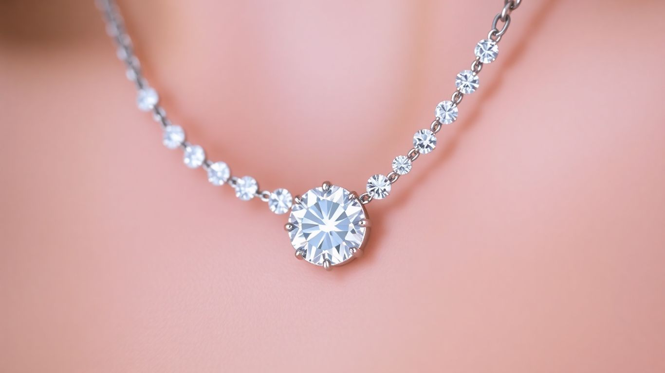 Sparkling moissanite choker necklace on a blurred background.