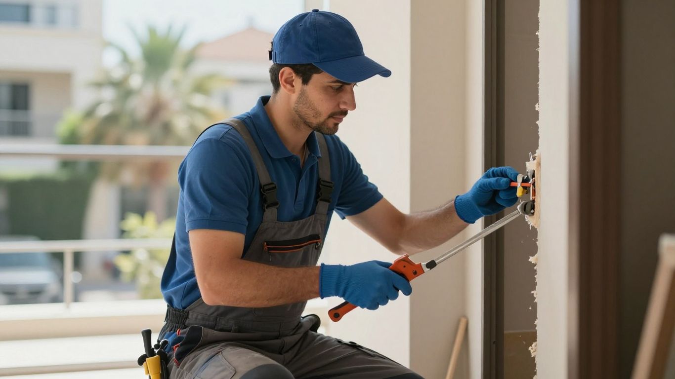 Handyman fixing a home in Jumeirah Park, Dubai.