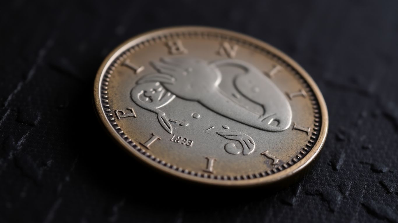 Close-up of a rare, valuable vintage coin.