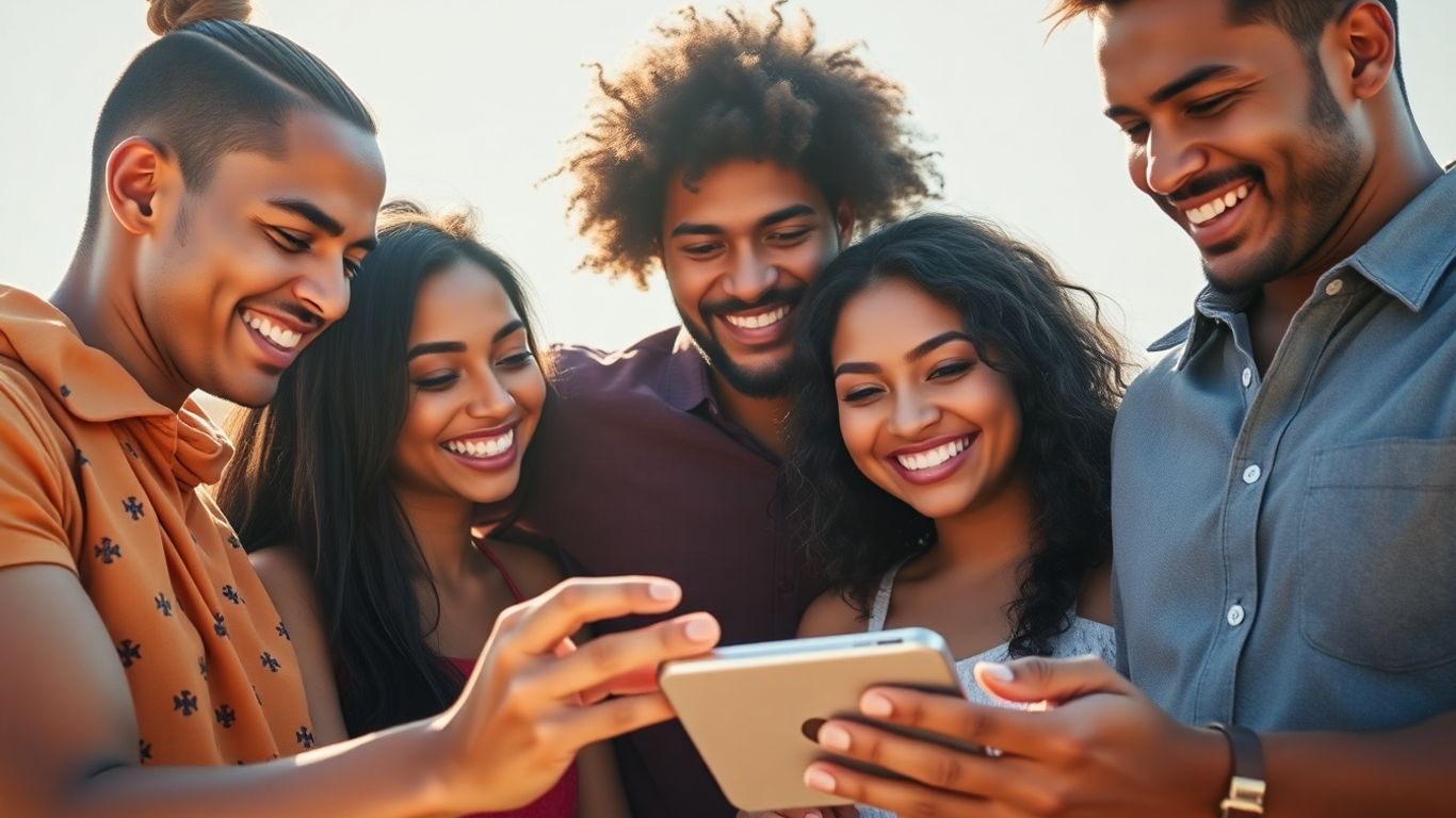 People enjoying a product outdoors, influencer marketing concept.