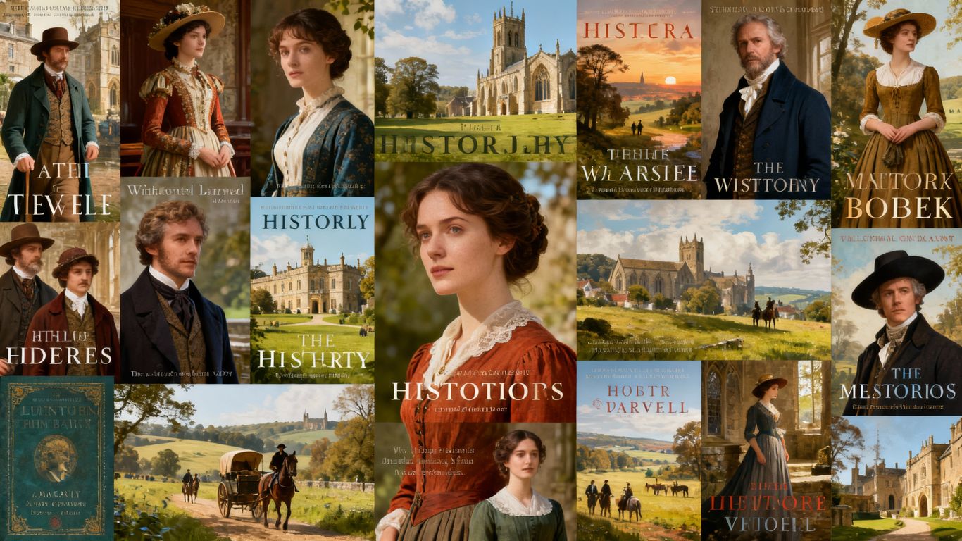 Historical fiction book covers transporting readers to different eras.