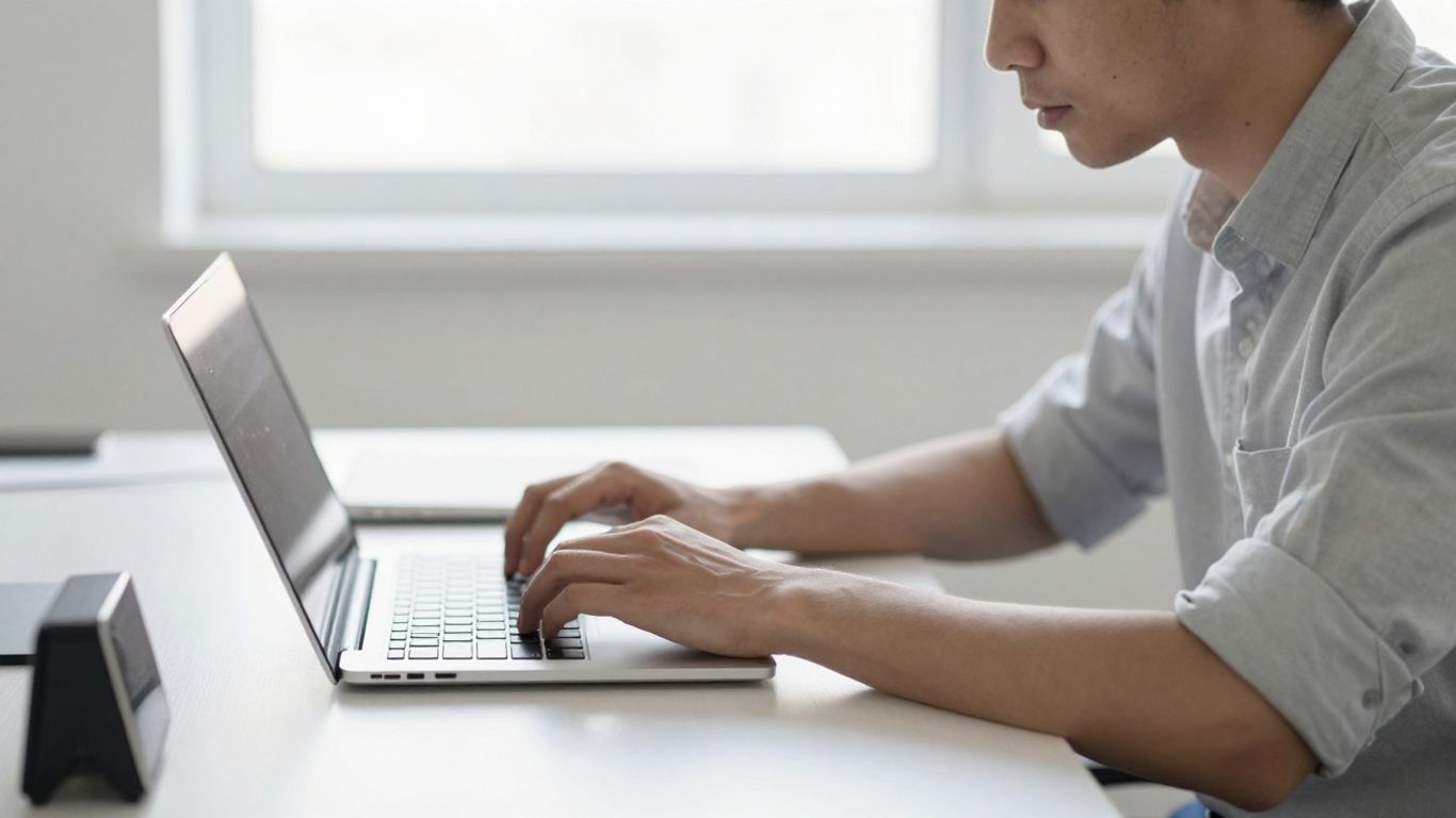 Person working productively at a desk.
