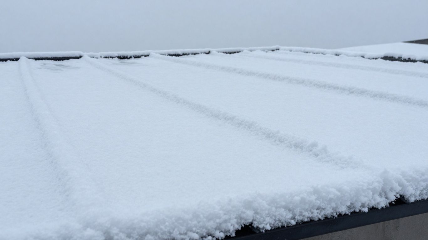 Acrylic roof coating resisting cold weather and snow.