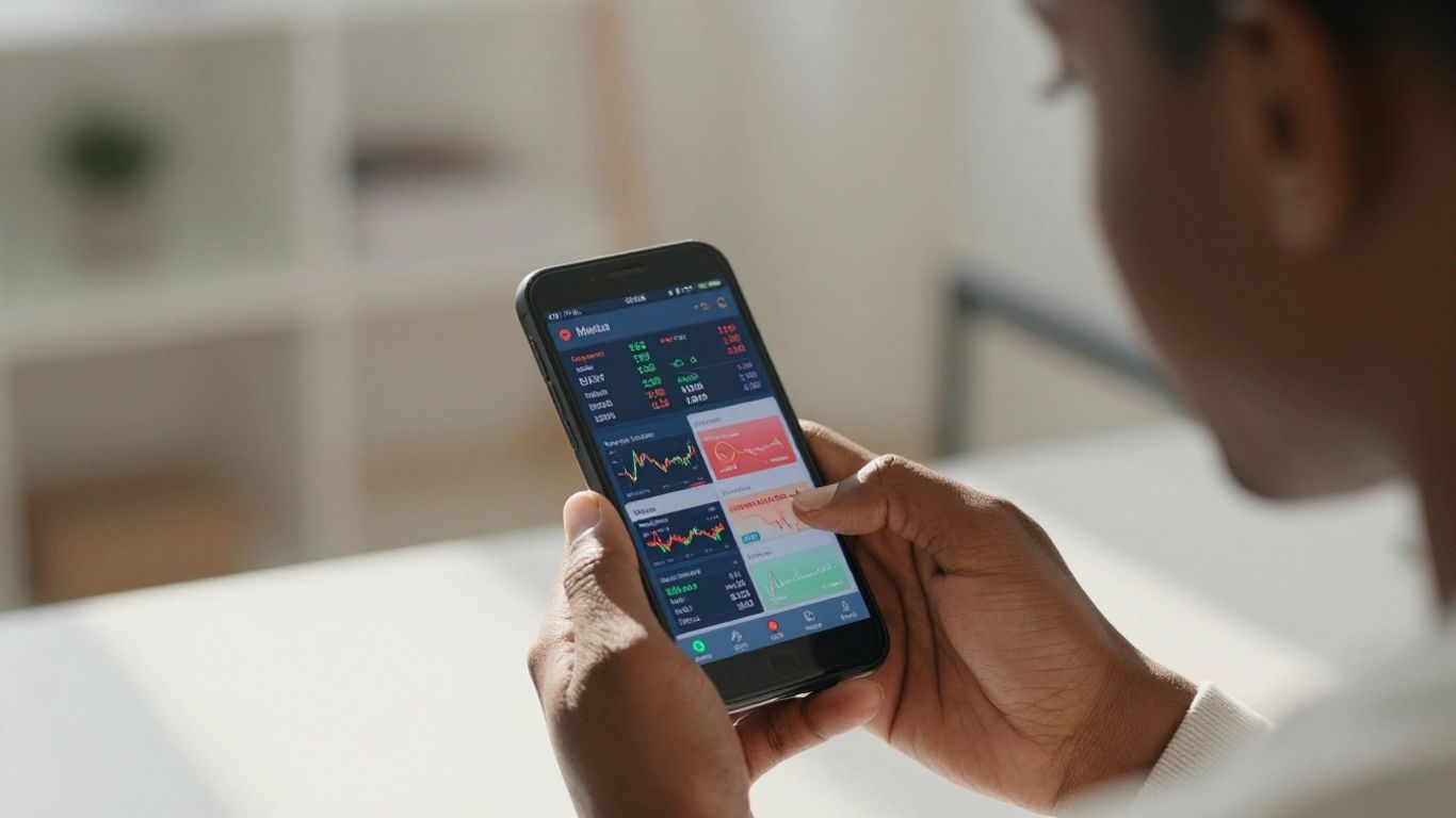 Person using stock market app on phone