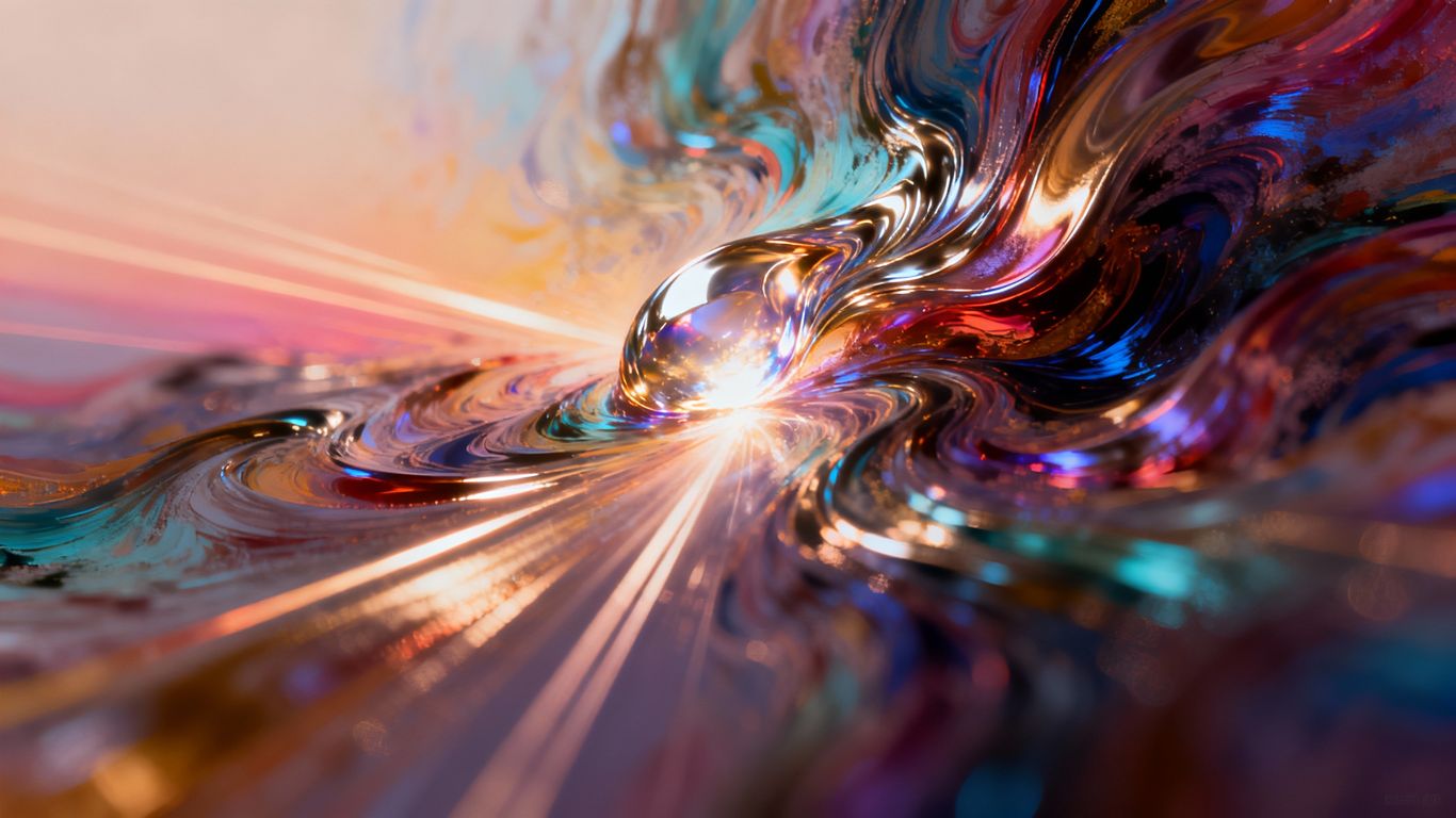 Abstract colorful swirl forming a unique shape.