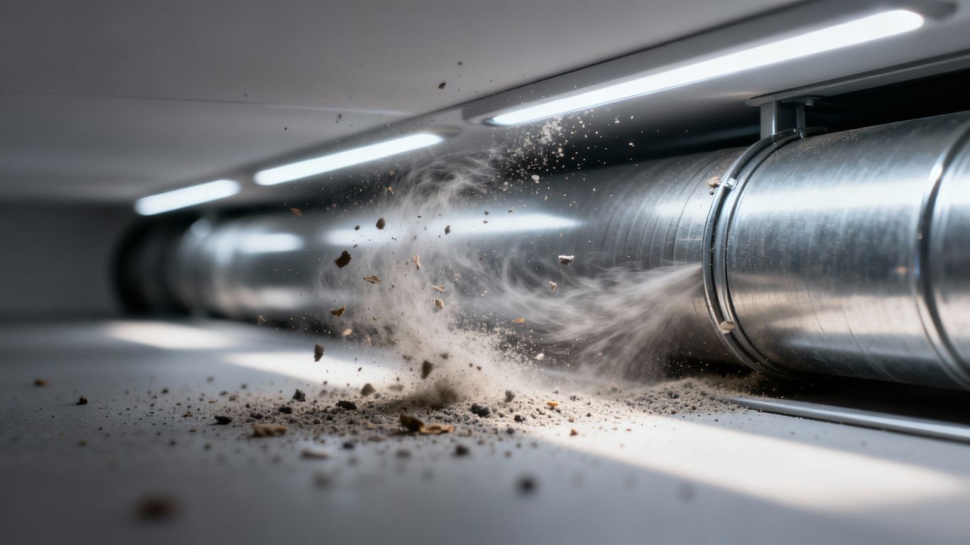 Dust particles in an air duct