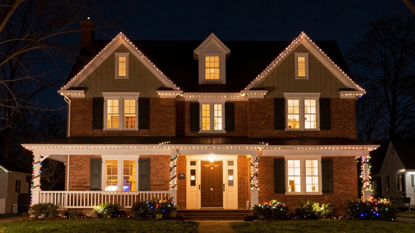 House with permanent Christmas lights in Glen Carbon.