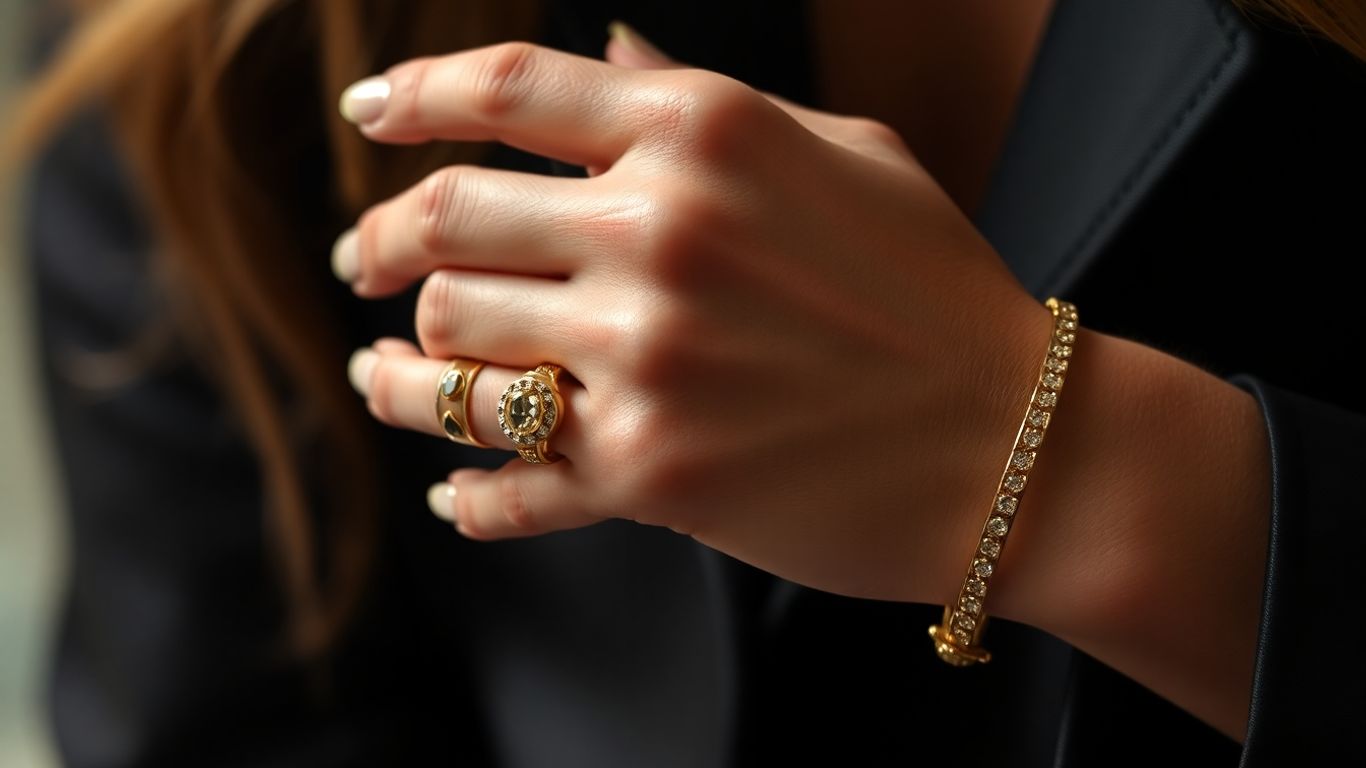 Célébrité portant des bijoux en or.