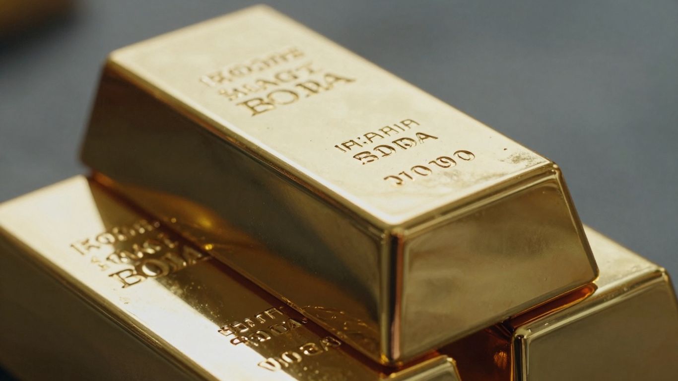 Gold bar shining under the light.