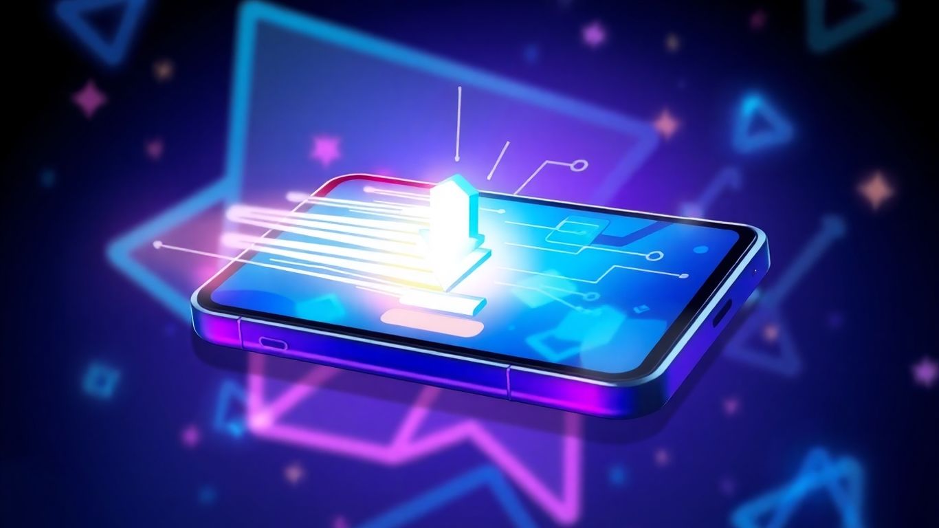 Android phone downloading a game with data streams.