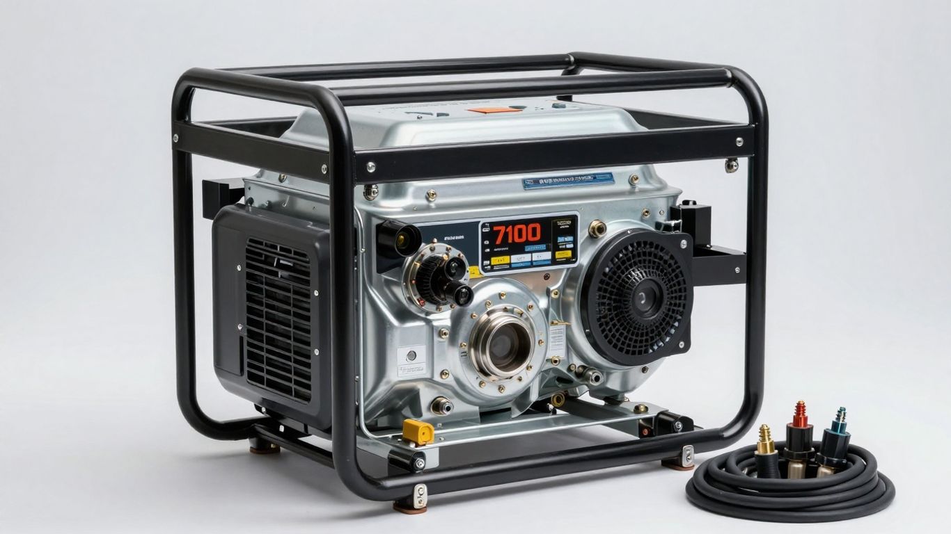 A powerful 7000-watt generator with cables.