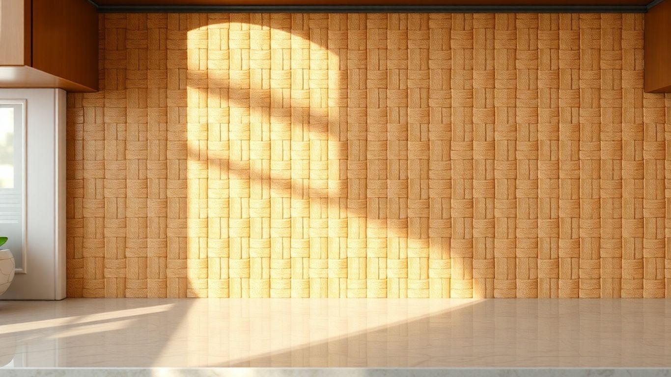 Basketweave tile kitchen backsplash detail