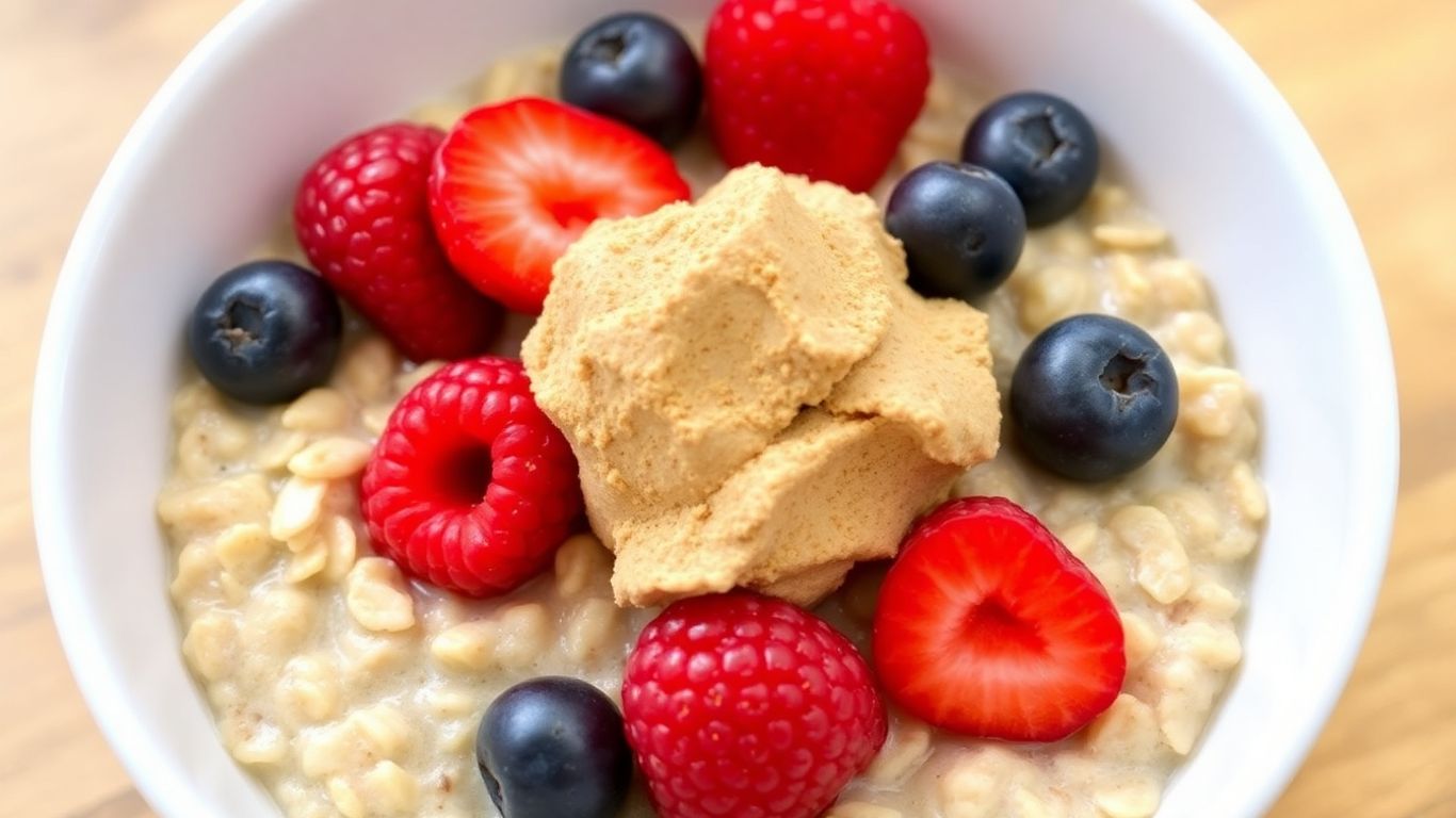 Bowl of protein oatmeal with berries