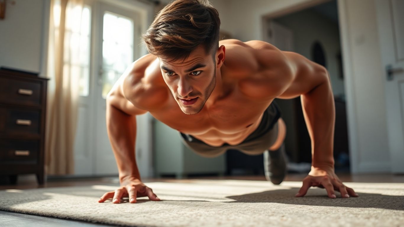 Person doing strength exercises at home.