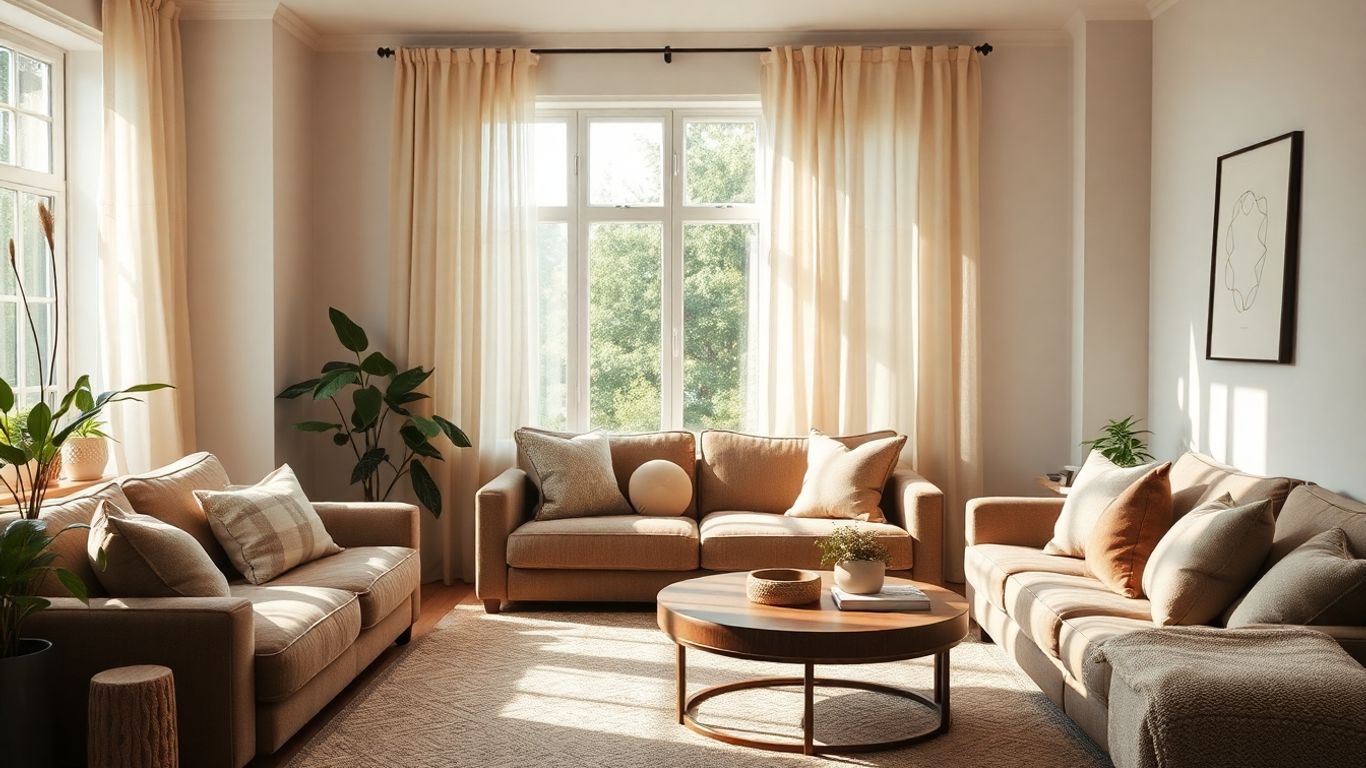 Cosy, personalised living room with plants and soft furnishings.