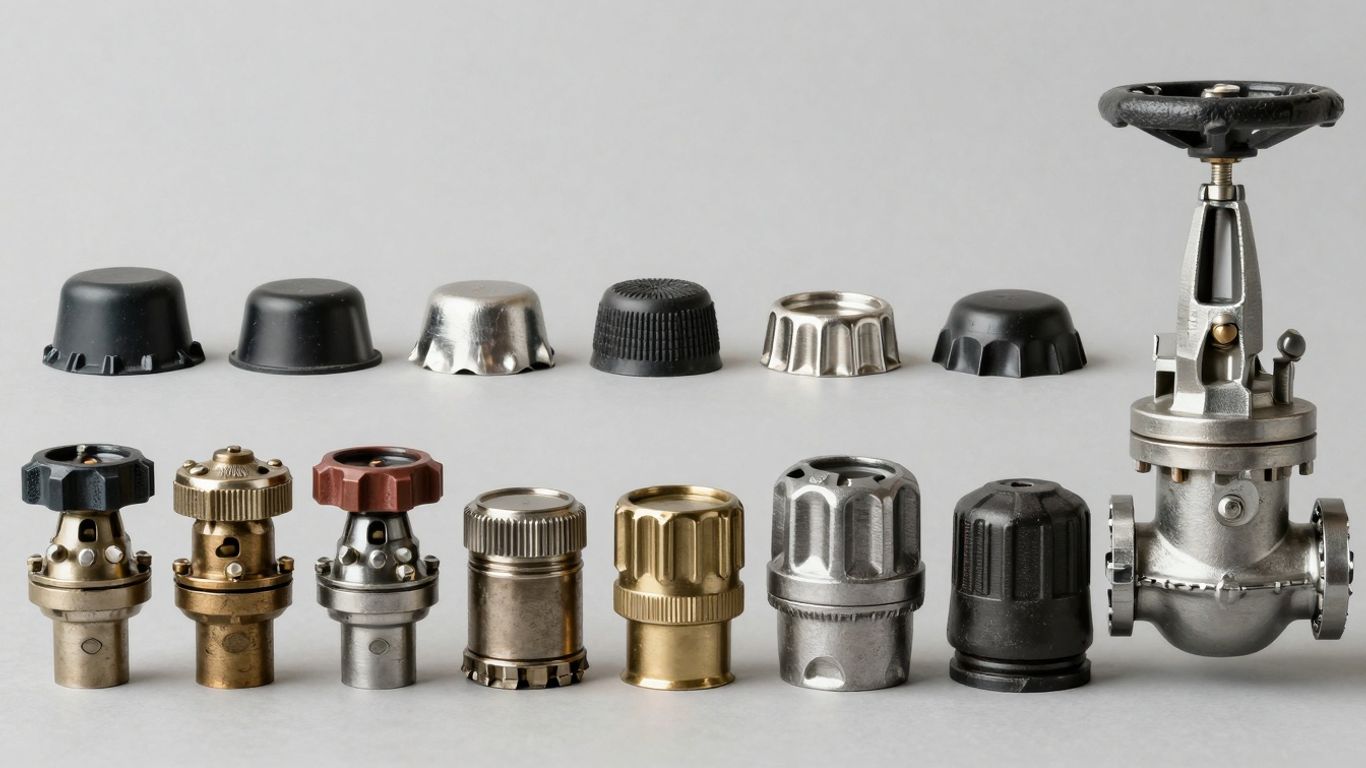 Evolution of valve stem caps from simple to industrial designs.