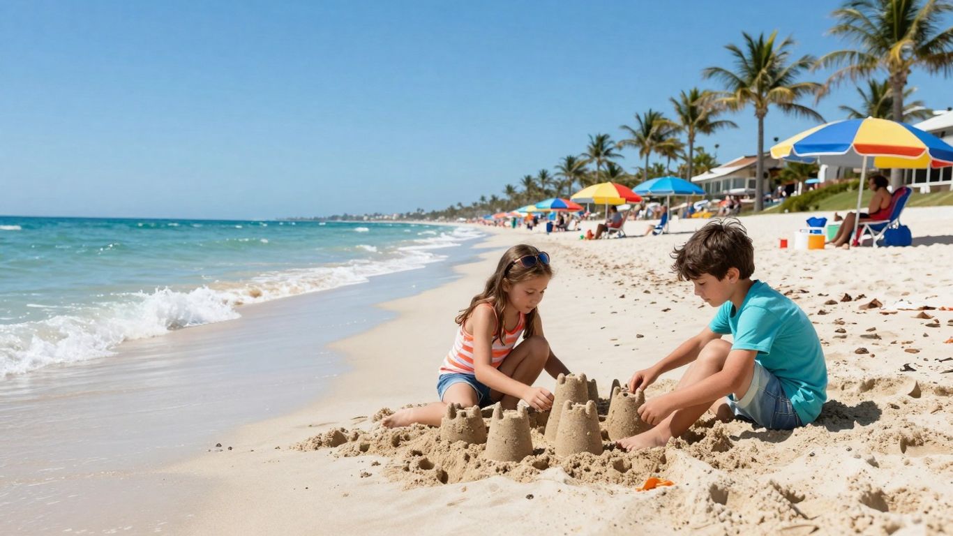 Sommerferien 2026 Nordrhein-Westfalen Strand Kinder Sandburg Sonne
