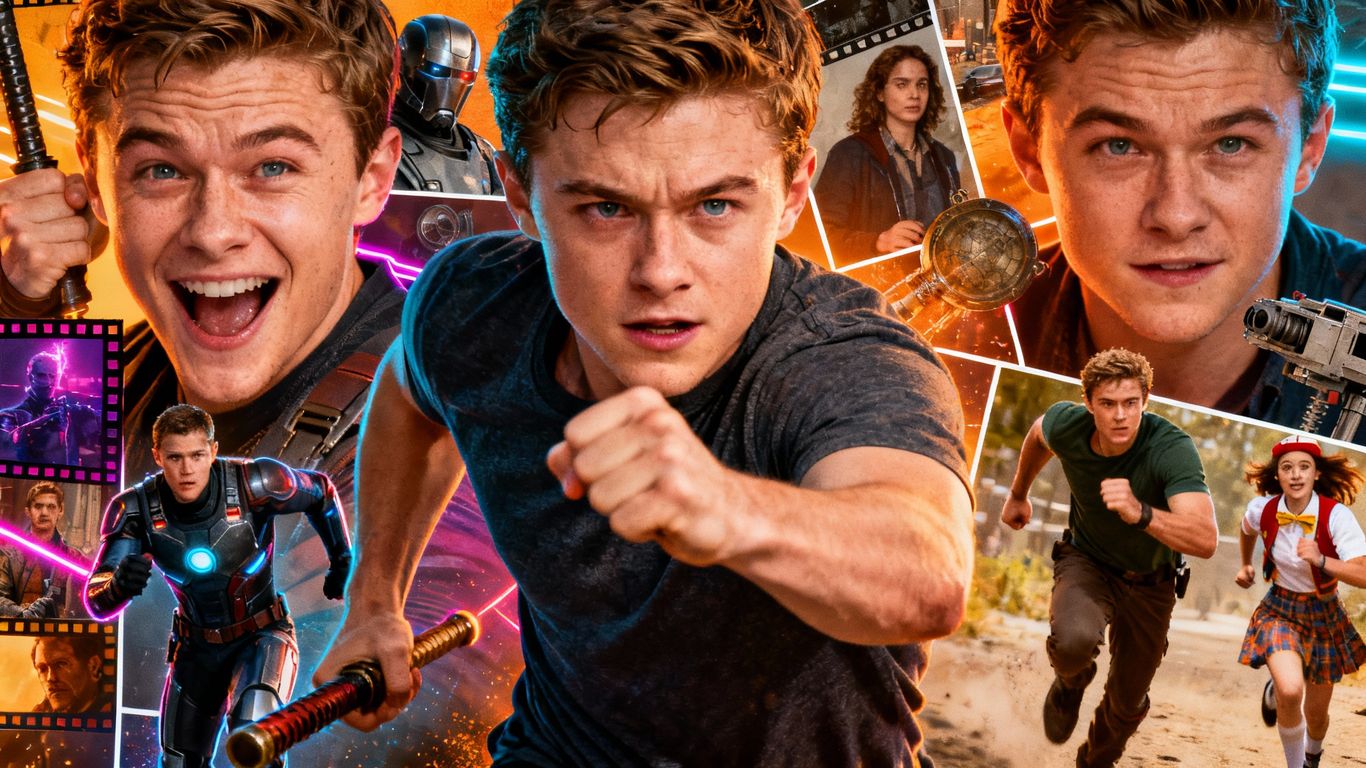 [Josh Hutcherson] in a collage of his upcoming movie roles.