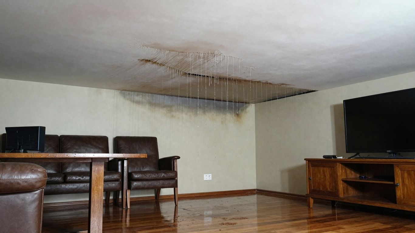 Daños por agua en el interior de una casa.