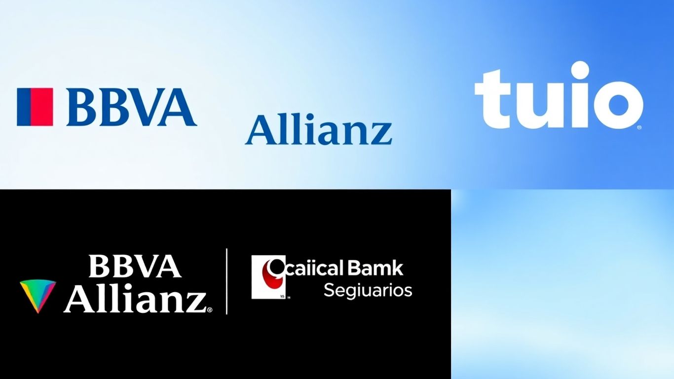 Logos de BBVA Allianz, CaixaBank Seguros y Tuio comparados.