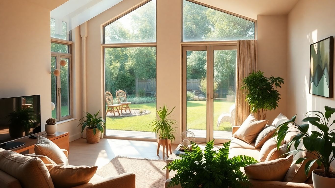 Casa acogedora con jardín soleado.