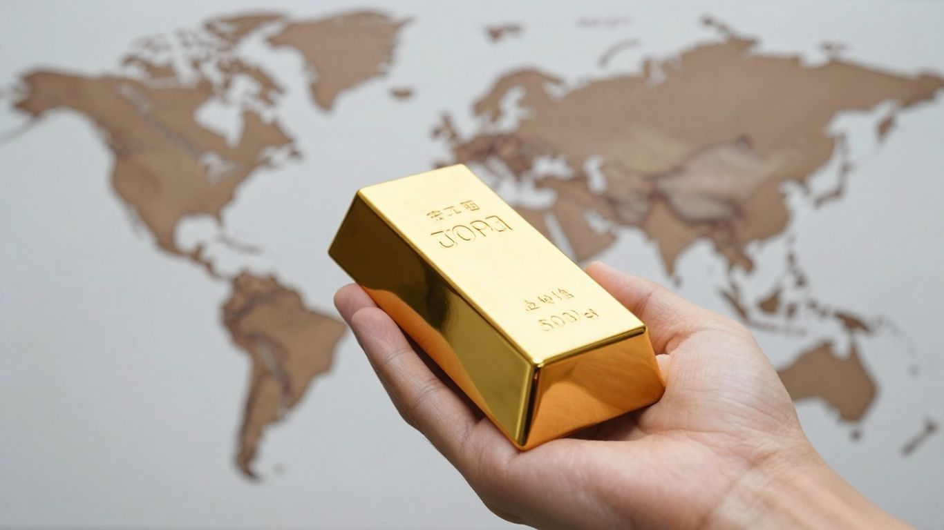 Gold bar and connected world map