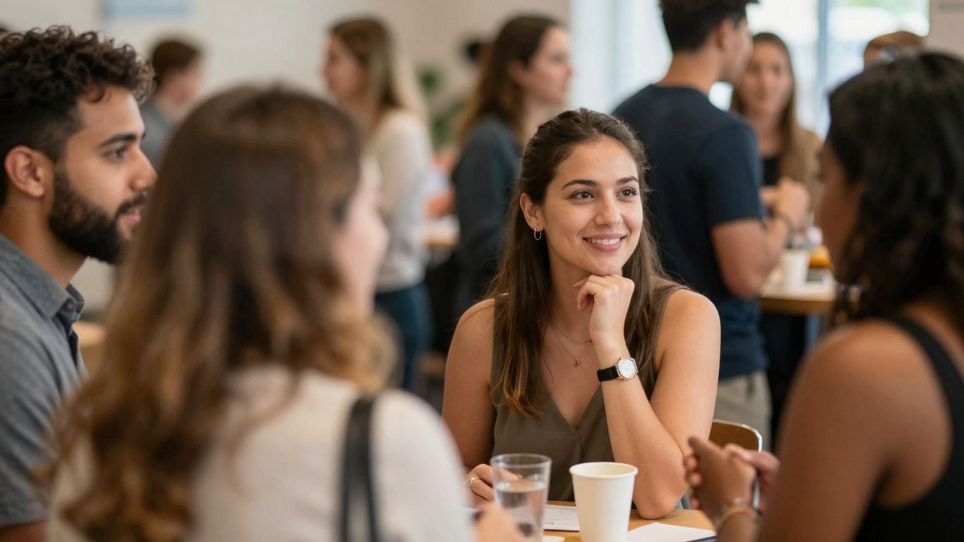 Speed dating event with women and men interacting in Virginia Beach.