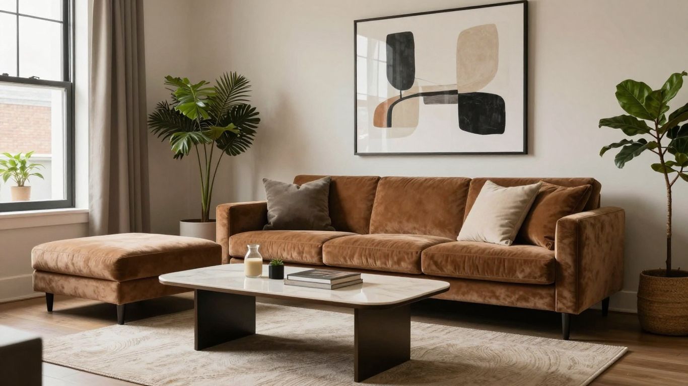 Stylish Atlanta Airbnb interior with modern decor and art.