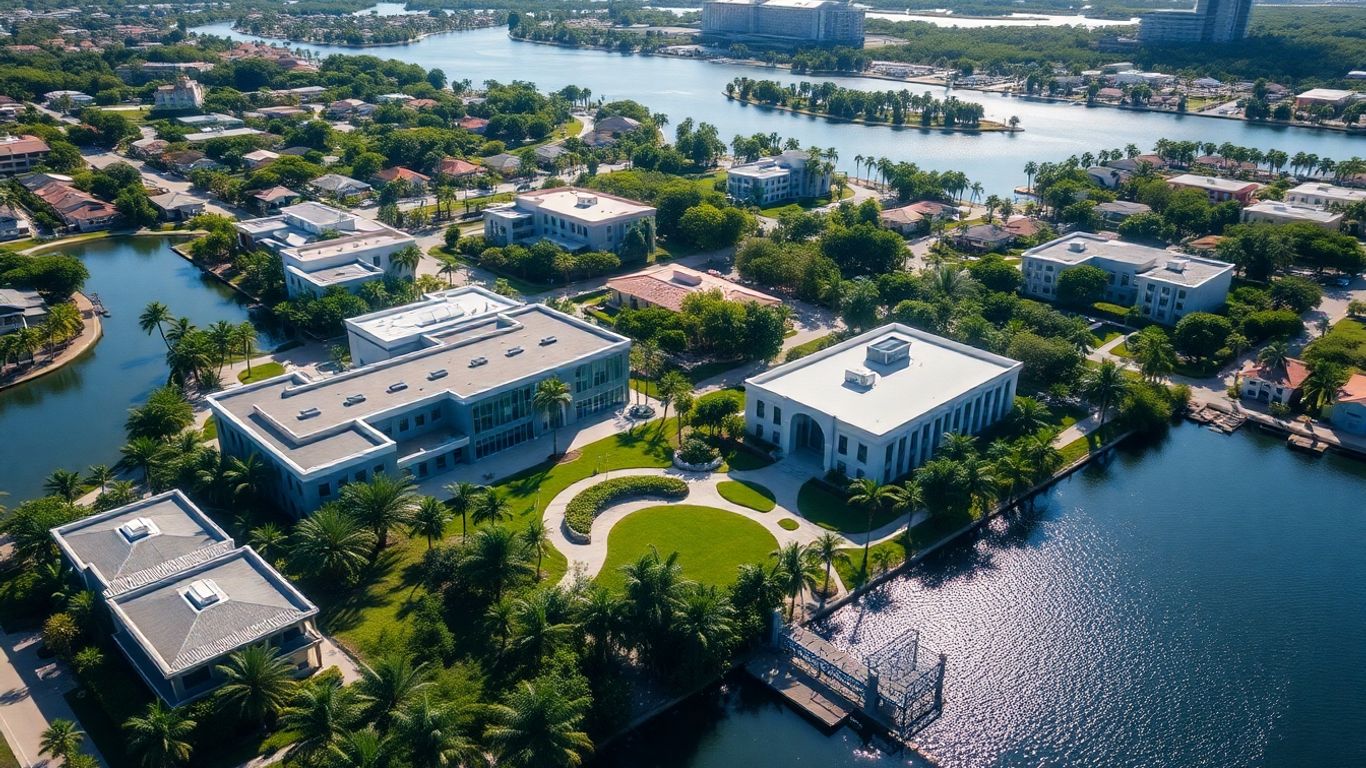 Aventura, Florida schools and parks aerial view